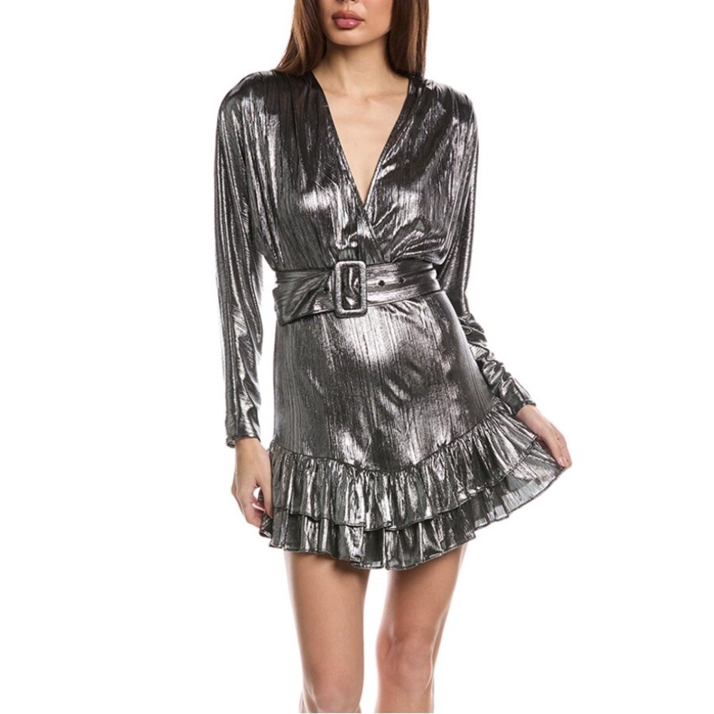 Retrofete Maureen Metallic Silver Mini Dress